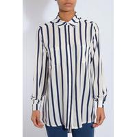 White And Navy Oversized Stripe Shirt