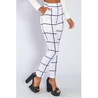 White And Black Check Printed Trousers