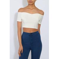 White Bardot Crop Top