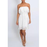 White Bandeau Peasant Dress