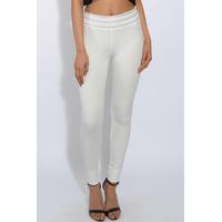 White Jewel Trim Trousers