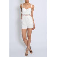 White Crochet Bustier Playsuit