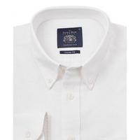 White Linen Blend Casual Fit Shirt M Standard - Savile Row