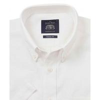 White Linen Blend Casual Fit Short Sleeve Shirt L Short Sleeve - Savile Row