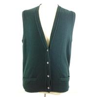 White Of Hawik Size L High Quality Soft and Luxurious Pure Cashmere Green Sleeveless Cardigan
