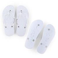 white xo embossed flip flops large