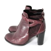 Whistles Size 7.5 \'Canter High Jodphur\' Oxblood Red Block Heel Leather and Suede Heeled Ankle Boots (EU 41)
