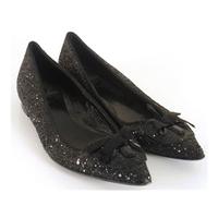 Whistles Size 8 Black Flat Shoes With Encrusted Glitter