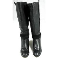 whistles size 437 black leather boots with faux snakeskin trim