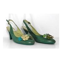 Whistles Size 5 Sea Green Ankle Strap Heels with Flower Detail