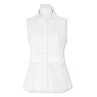 White Pleated Waist Semi-Fitted Sleeveless Shirt Sleeveless 14 - Savile Row