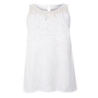 White Lace Trim Sleeveless Top, White