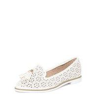 White Punch Out Loafers, White