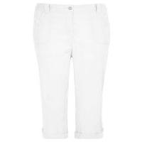 White Cotton Cropped Trousers, White