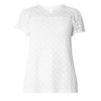 white lace short sleeve top white