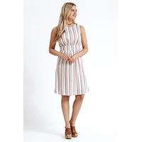 White & Pink Stripe Structured Dress