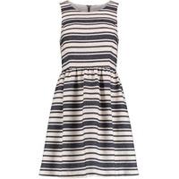 white amp navy jacquard stripe pattern structured dress