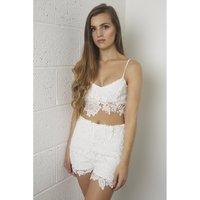 White Floral Lace Bralet Crop Top