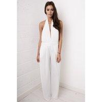 White Plunge Halterneck Jumpsuit