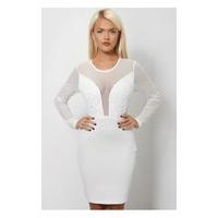 White Embroidered Mesh Bodycon Dress