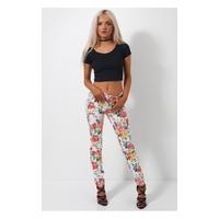 White Floral Skinny Jeans