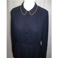 Whistles Black Gold Chain Detail Long Sleeved Dress Size 16