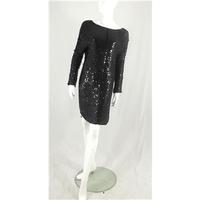 Whistles Size 10 All Over Oversized Sequin Shift Dress in Glossy Midnight Black