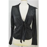 White - Size L - Black evening Blouse