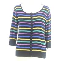 Whistles Size 4 Uk 12 Colourful Multi-Stripe 100% Cotton Long Sleeved Cardigan