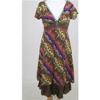 whistles size 8 brown mix silk patterned dress