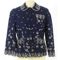 Whistles, size 12 navy jacket with cream embroidery