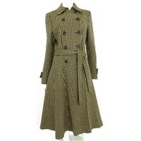 Whistles Size 12 Green and Brown Checked Wool Coat