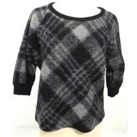 Whistles Size 12 Wool Blend Black And Grey Checked Oversized Jumper