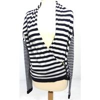 Whistles Size 10 High Quality Soft and Luxurious Pure Wool Navy Blue And White Zip Up Cardigan