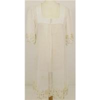 Whistles Size 14 White Sheer Dress with Embellishment