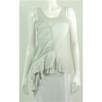 Whistles Grey Marl Asymmetric Top With Ruffle and Layering Detail on Left Side
