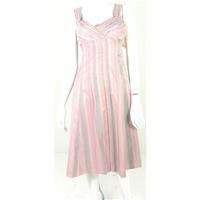 Whitles Size 8 Empire Dress with Barcode Stripe in Ballet and Cupcake Pink, Fossil Grey and White