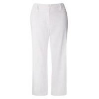 White Linen Blend Wide Leg Trousers, White