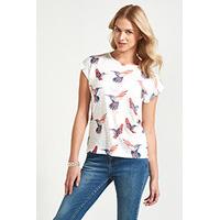 white coral amp blue inky hummingbird print t shirt