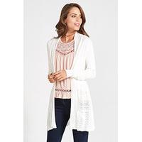 White Pointelle Knit Oversized Cardigan