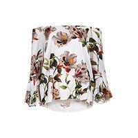 White Hibiscus Flower Print Bardot Blouse