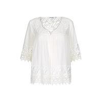 white semi sheer lace panels kimono