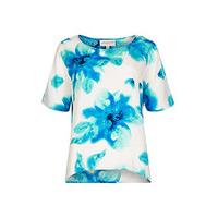 white aqua floral watercolour print blouse