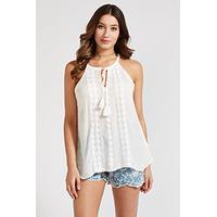 white vertical lace trim vest top