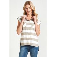 White & Stone Chunky Stripe Print Shirt