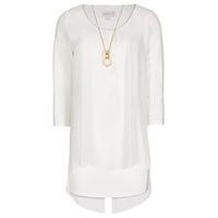 White Double Layered Necklace Blouse