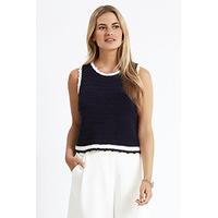 white amp navy nautical crochet vest