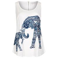 white navy elephant print vest top