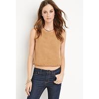 Whipstitched Faux Suede Top