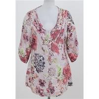 white stuff size 10 pink mix floral smock top